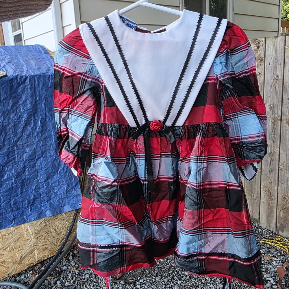 Plaid Red and Black Kids Formal Dress